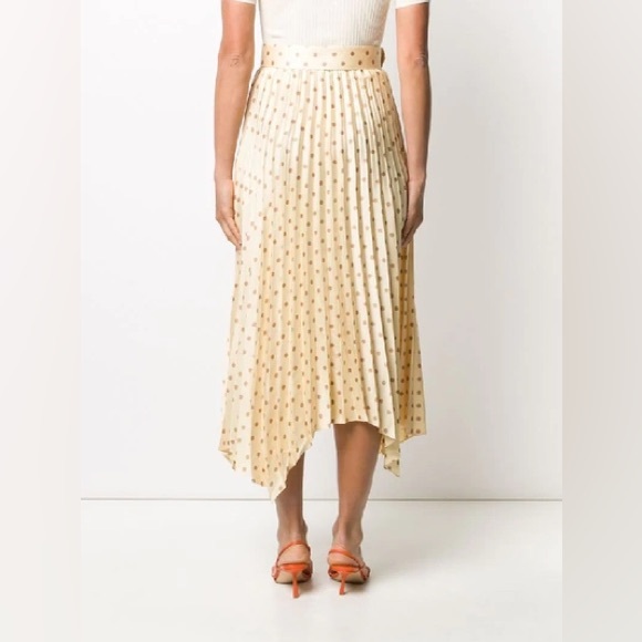 Pre-Owned SANDRO PARIS JAUNE pleated maxi skirt polka dot in yellow size 3 - Picture 2 of 5